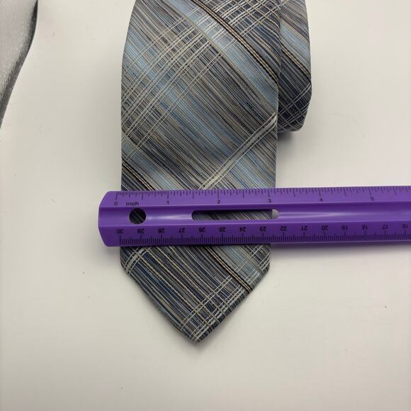 Vintage Oleg Cassini Blue Multicolor Men's Tie Necktie - Picture 2 of 4